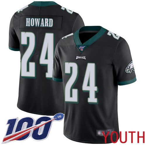 Youth Philadelphia Eagles #24 Jordan Howard Black Alternate Vapor Untouchable NFL Jersey Limited Player 100th->women nfl jersey->Women Jersey